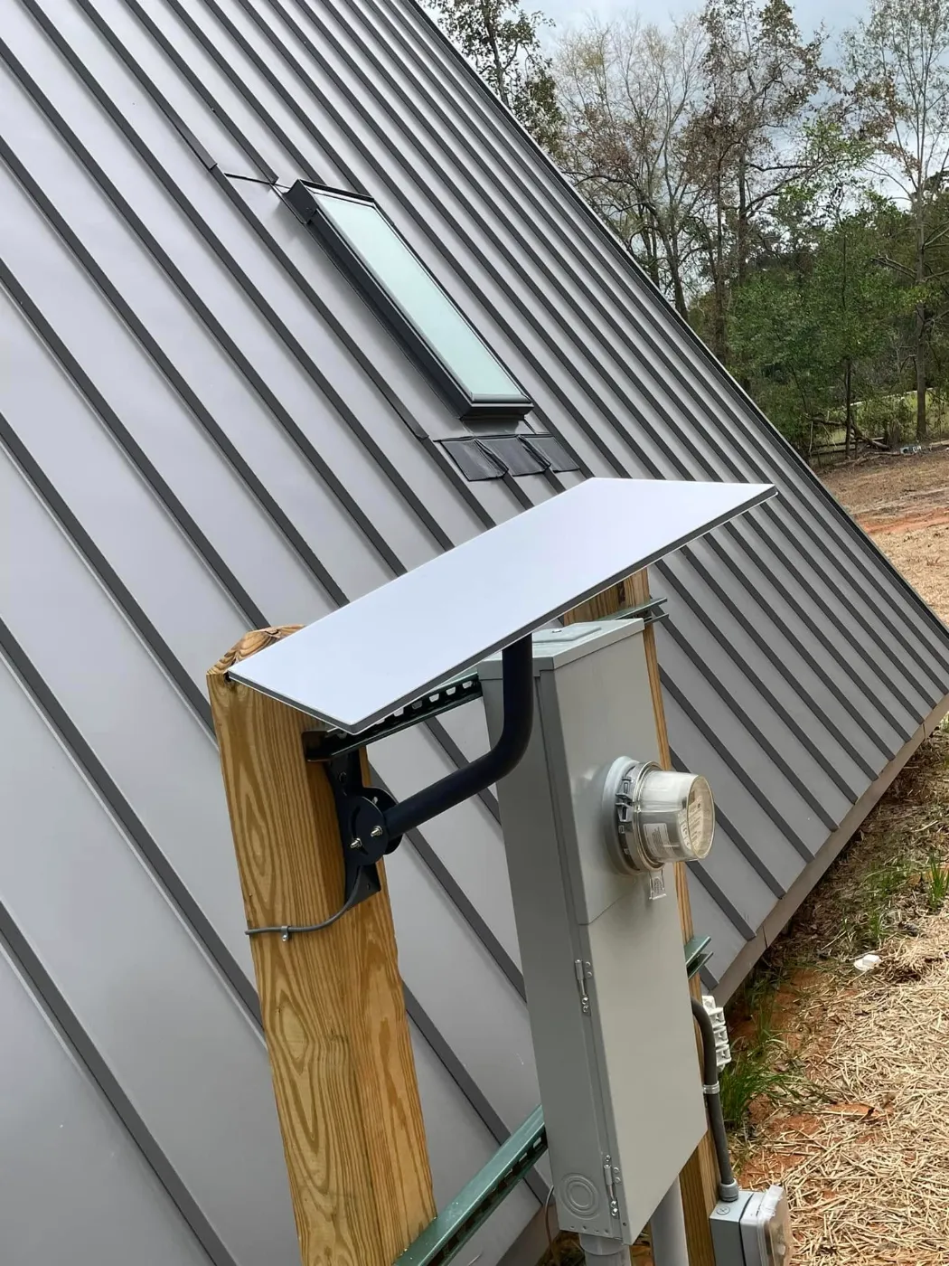 Starlink installed on a metal roof by Home Tech Solutions