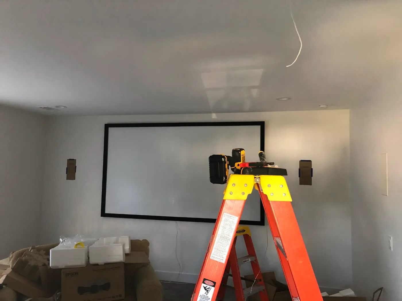 Projector screen installed and dialed in by Home Tech Solutions
